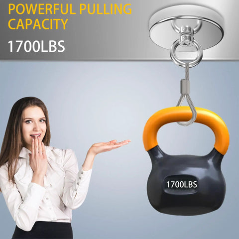 Beefy Fishing Magnet With Eyebolt Delivers Over 1700 Lb Pulling Power 4.72 Inch Neodymium Rare Earth Magnet For Magnetic Fishing In River Treasure Retrieval Hunting And Lost Gear Recovery
