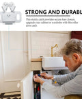Quiet Heavy Duty Double Roller Cabinet Latch Set In Cold Rolled Steel 35 Piece Kit installed in kitchen cabinet