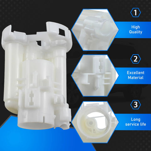 Tank Fuel Pump Filter Replacement For Toyota Camry Echo Highlander Matrix Solara RX300 RX400H ES300 ES330 ES350 Compatible With 2001 to 2013 Models Replaces 23300 21010 23300 0A020, showing front view and material details