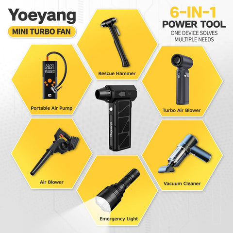 Power Packed Compressed Air Duster With O Shaped Air Duct And 13 Blade Dual Layer Turbo Fan 6 In 1 Cordless Mini Blower Vacuum