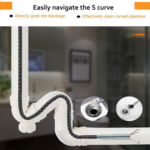 62 Inch Ultra Slim Drain Clog Remover Toilet Snake With Four Claw Grabber Spring, Flexible Plumbing Reacher Tool For Hair, Jewelry, Keys And Clothes, Cleans Kitchen Sink, Shower, Bathtub, Toilet, Sewer