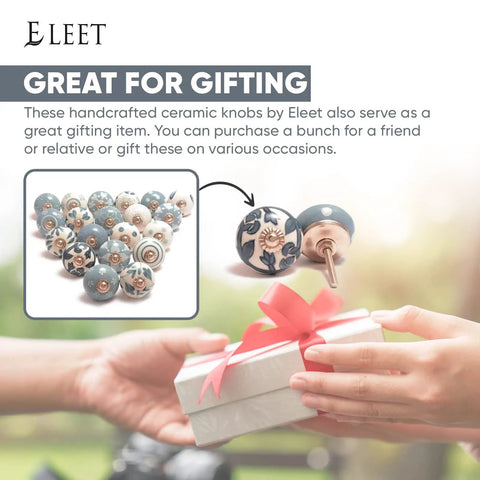 Dope Grey White Ceramic Cabinet Knobs Set Of 20 For Drawers Cupboards Vintage shown as a gift with someone holding a box