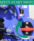 Close-up of safety start switch on 23 HP Compact Double Cooling Mini Skid Steer Loader DS SS70 Standing On Gasoline Crawler Skid Loader