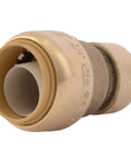3/4 Inch To 1/2 Inch Reducing Push To Connect Brass Plumbing Fitting For PEX Copper CPVC PE RT HDPE Pipe No Solder Quick Install Leak Free Tool Free Connectors For Tight Spaces