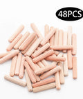 48 Pack 5Mm By 25Mm Wooden Dowel Pins With Fluted Beveled Ends For Shelves And Woodworking Hardwood Dowels For A Tight Friction Fit