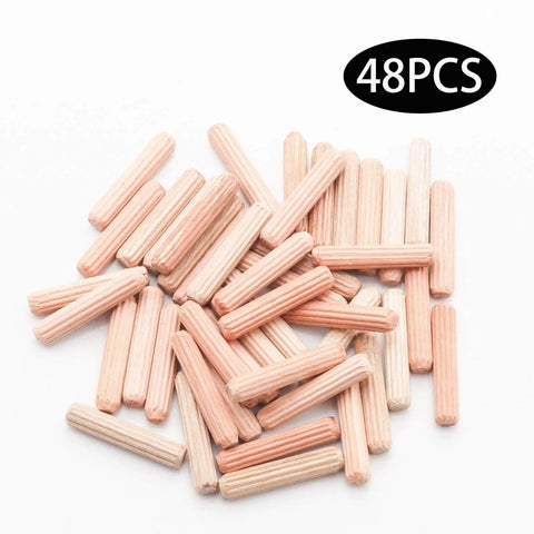 48 Pack 5Mm By 25Mm Wooden Dowel Pins With Fluted Beveled Ends For Shelves And Woodworking Hardwood Dowels For A Tight Friction Fit