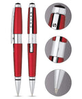 Red Selectip Gel Rollerball Pen With Black Ink Capless Slide Open Design Sleek Metal And Resin Body Ergonomic Grip Desk Staple