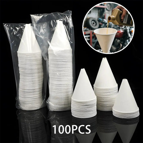 Disposable Paper Oil Funnels For Cars No Spill No Mess Oil Change Cone Dispenser Portable Auto Fluids Transfer 100 Pack