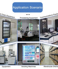 Application scenarios displaying equipment including cold chain devices, processing machines, and warehouse shelving.