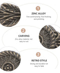 Close-up of Old School Antique Style Zinc Alloy Cabinet Handles 6 Pack, highlighting carving details and vintage bronze hardware finish.