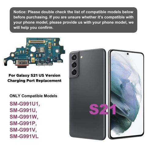Straight Fire Charging Port Dock Board Replacement Kit For Samsung Galaxy S21 US Models SM-G991U U1 W Effortless Plug And Play Install