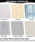 Suitable surfaces for 8 Pack Self Adhesive Cabinet Handles In Black ABS Plastic include plastic, wood, glass, metal, wallpaper, ceramic tile.