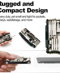 17 In 1 Bike Multi Tool Kit With Chain Breaker Ergonomic And Beefy Lightweight MTB Repair Kit shown compact beside phone