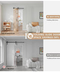 Double 18x84 Inch Bifold French Glass Door Kit With 3.3 Ft Hardware Track installed in a hallway, showing space-saving design.