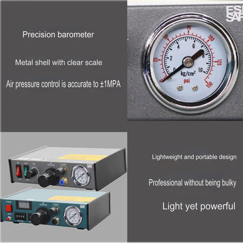 Semi Auto Adhesive Dispenser With Precise 0.01ml Drip Timing, solenoid glue machine with pressure gauge and metal body
