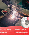Welding process using Smooth As Butter Self Shielding Flux Core Mig Wire E71t Gs for mild carbon steel.