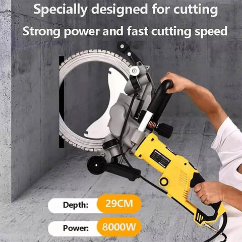 Heavy Hitter 5000W Electric Circular Saw Wall Chaser With 29 Cm Cutting Depth brushless motor cutting through concrete wall.