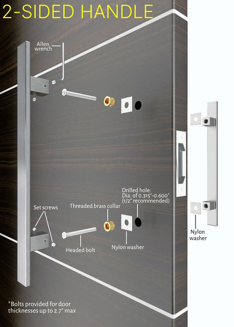 Dope 12 Inch Push Pull Door Handle In Brushed Nickel Satin Finish For Glass And Metal Doors Modern Stainless Steel Pull Bar For Commercial Front Doors Home Office Barn Entrances Rectangular Flat Design on glass door