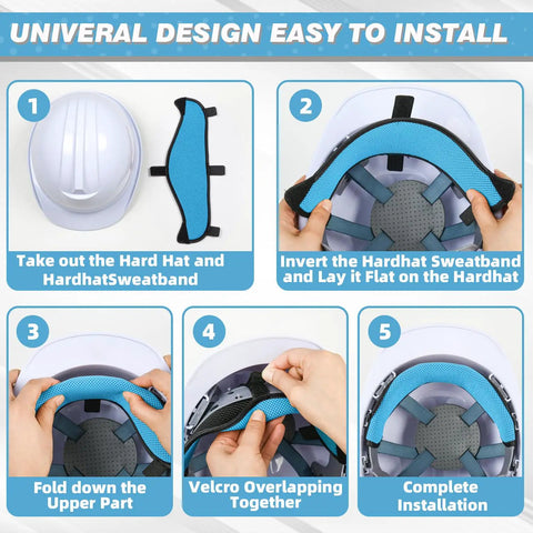 Keeps You Cool With Cooling 3 Layer Breathable Hard Hat Sweat Bands Set installation guide, blue, fits welding helmets