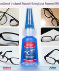 Clear Glasses Frames Glue For A Fast Fix And Bonding, Instant Strong Adhesive For Plastic Metal Wood Rubber Leather Eyewear, Quick Dry Low Odor Colorless Transparent Liquid Glue For Fixing Broken Frames with repaired glasses images