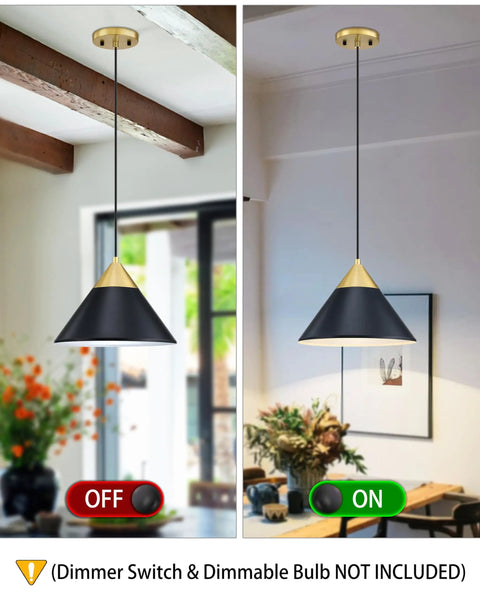 Dope Modern Industrial Gold Pendant Lights 12 Inch Hanging Ceiling Fixtures Three Pack Black Finish for Bar Dining Room Living Room Kitchen Island Corridor Bedside