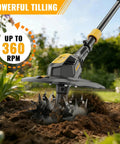 Beefed Up Cordless Tiller Cultivator For DeWalt 20V Max Batteries, 9 Inch Tilling Width And 7 Inch Depth, 360 RPM Rototiller in garden