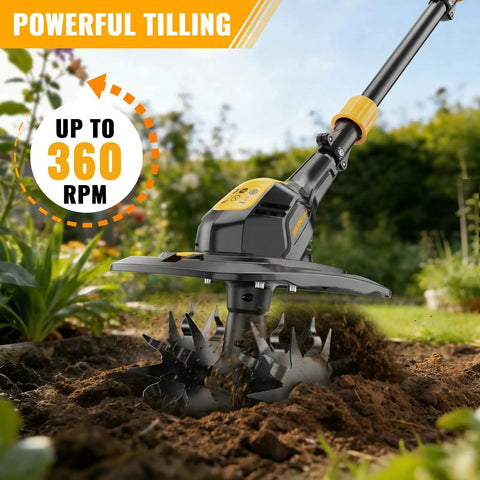 Beefed Up Cordless Tiller Cultivator For DeWalt 20V Max Batteries, 9 Inch Tilling Width And 7 Inch Depth, 360 RPM Rototiller in garden
