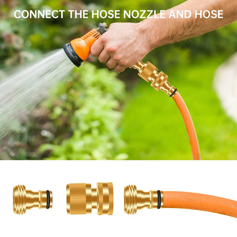 Heavy Duty Rust Resistant Brass Garden Hose Quick Connect Fittings Three Quarter Inch GHT Female To Female Adapters