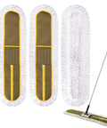 Heavy Duty Microfiber Dust Mop Head 3 Pack 36 Inch with gray pads for cleaning hardwood, tile, and marble floors.