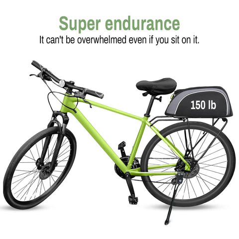 Adjustable 18mm Hole Spacing Bike Kickstand for 24, 26, and 27.5 Inch MTB showing endurance on green bike with 150 lb bag