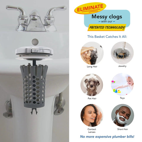 2 In 1 Bathroom Sink Stopper And Hair Catcher Drain Strainer Chrome Plated Cap Fits 1.25 Inch Drains No Tools Needed