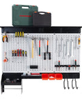 Pegboard Wall Organizer Kit 48x36 Inch Heavy Duty Metal Pegboard With Toolboard And 105-Piece Hook Set, Overhead Shelf And Utility Hooks For Garage