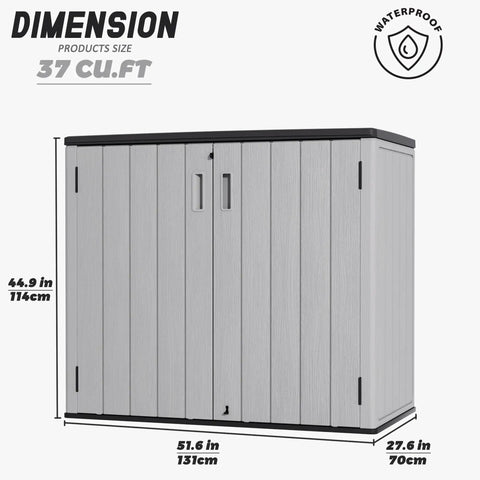 Large Outdoor Storage Box Resin Sheds With Lockable Waterproof Cabinet For Balcony Garage And Backyard 37 Cu Ft Capacity