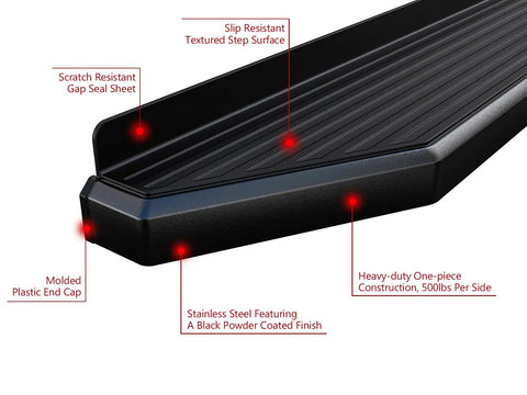6 Inch Flat Style Black Running Boards For Ford F150 2009 To 2014 SuperCrew Cab Nerf Bar Side Steps with slip-resistant surface