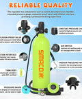 Ultra Portable 1.9L Aluminum DOT Certified Scuba Tank with pressure gauge and regulator for shallow water diving and backup air source