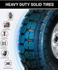 Close-up of 10 Inch Solid Rubber Tire Wheel No-Flat With 5/8 Inch Double Sealed Bearings and protective features displayed.
