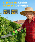Person using 20V 2 In 1 Cordless Hedge Trimmer And Grass Shears With Rotating Handle No Fuss Switch Lightweight Garden Tool for Shrubs