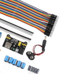 Colorful jumper wires, capacitors, and a power module from Dope Electronics Do It Yourself Kit With Resistors Capacitors Transistors And Jumper Wires Plus A Power Module A Complete Components Set For Projects And Creative Builds Ideal For Hobbyists Students And Makers