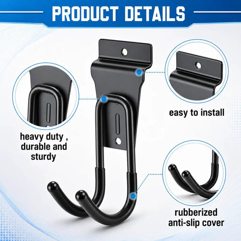 Bulk 12 Pack Heavy Duty Slat Wall Hooks Black J Shape Hangers For Slatwall Display And Storage with rubberized cover