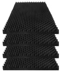Killer 4 Pack Acoustic Foam Panels 48 X 24 X 2 Inch Egg Crate Sound Proofing Wedges stacked for soundproofing studio walls.