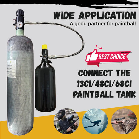 3L Carbon Fiber Tank 4500 PSI PCP HPA Scuba Paintball Air Tank With Dope Dual Gauge Valve Lightweight 183 CI Capacity pictured