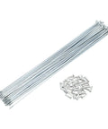 Bike Wheel Spokes Set, 14G, 265mm Length, Carbon Steel Galvanized With Silver Tone Nipples, 1 Pack, displayed on white background