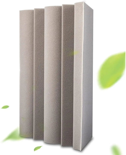 Flat Out Silent Acoustic Foam Panels For Walls And Ceilings That Squash Echo And Reverb With Tackable Surface For Easy Pin Ups And Crystal Clear Home Studio Sound, gray porous panels displayed upright.