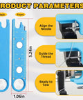 4 In 1 Sewing Machine Needle Threader With Magnetic Tool, blue tool showing measurement, guide, and needle alignment, 5.24in, 1.06in
