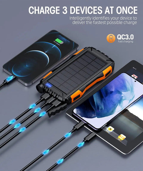 42800mAh Solar Charger Power Bank Portable Charger With USB C Input Output Dual USB Ports QC 3.0 charging three devices