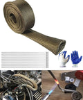 Heavy Duty Heat Shield Sleeve For Spark Plug Wires, Half Inch ID, Ten Feet, Titanium Fiberglass with accessories and engine use