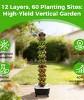 Vertical Hydroponic Grow Tower With 12 Tiers And 60 Holes 6.6 Gallon Indoor Garden System With Water Pump And Auto Circulation