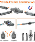 24 In 1 Magnetic Screwdriver Set With Detachable Ratchet T Handle showing flexible configurations and magnetic function