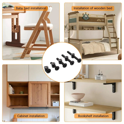 Crib And Furniture Hardware Replacement Kit With 30 Hex Socket Cap Screws And Barrel Nuts For Beds And Headboards, Bolts And Nuts Set With Wrench, Durable Carbon Steel M6 Sizes 20/30/40/50/60mm For Quick, Solid Furniture Updates.