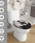 Elongated Resin Toilet Seat For Bathroom on a white toilet with unique design, easy to install, fits most standard sizes.